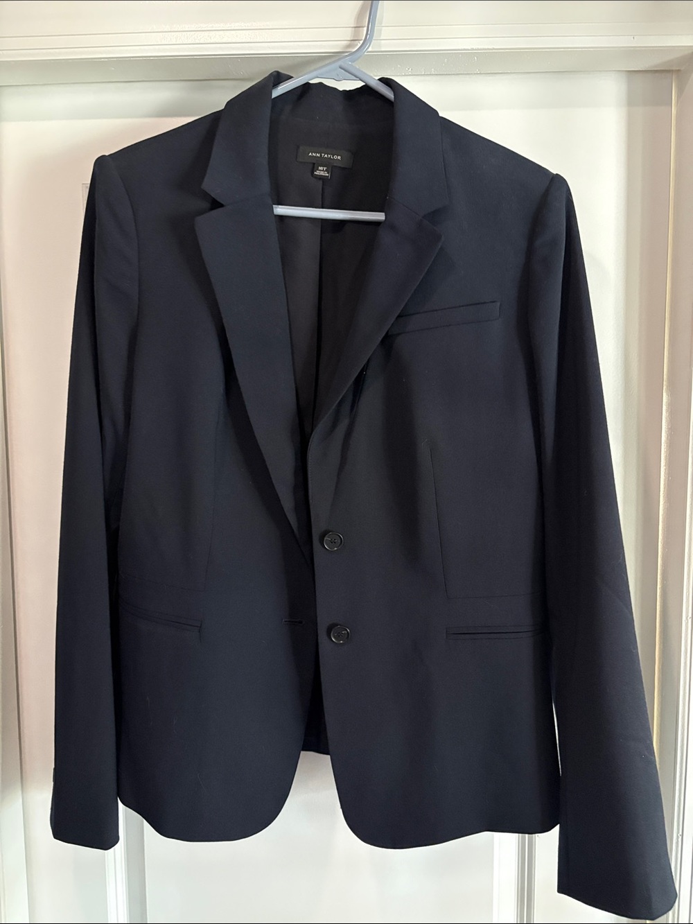 Ann Taylor Dark Navy Two-Button Notch Lapel Blazer